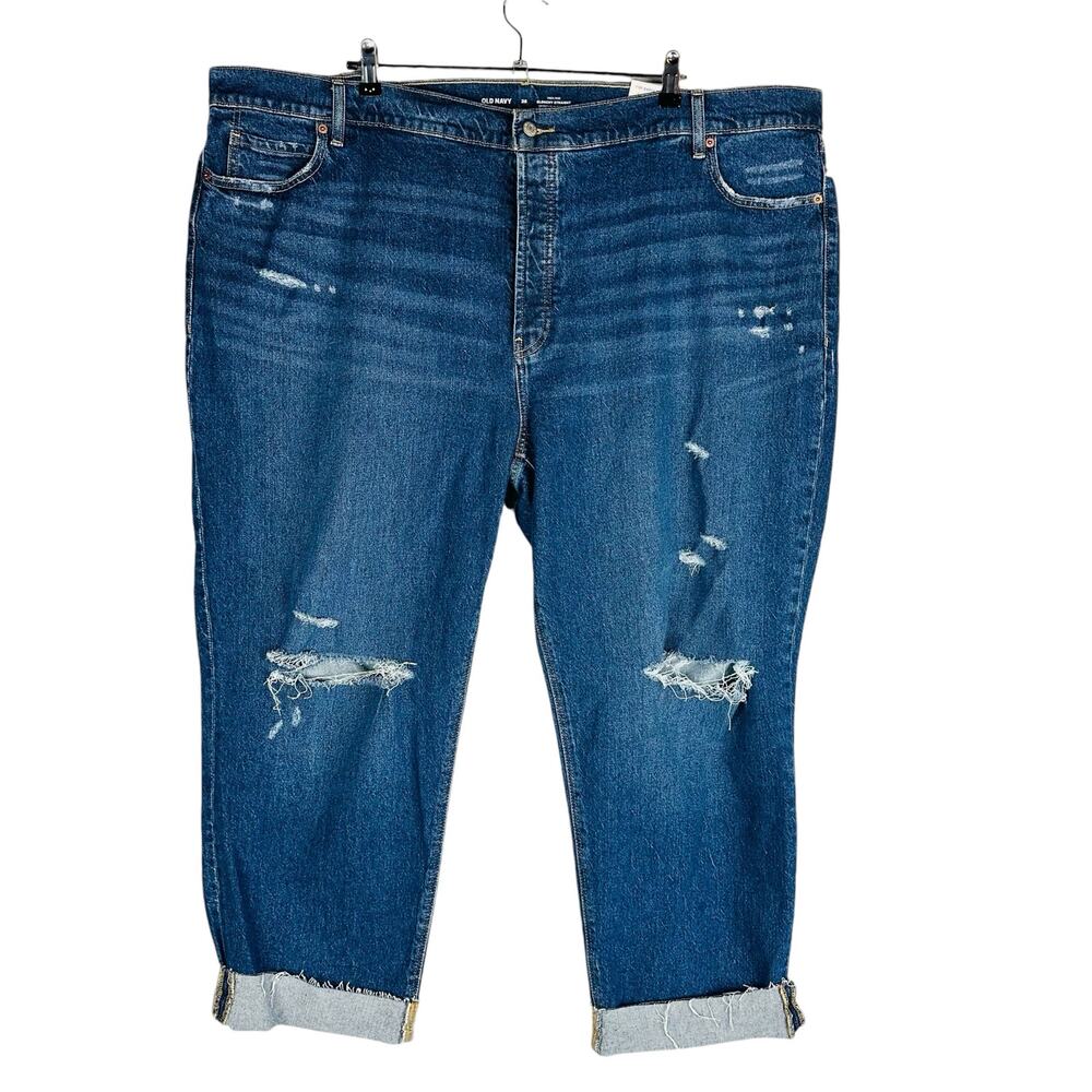 New Old Navy Womans 26 Jeans Button Fly Slouchy Straight High Rise Crop NWT
